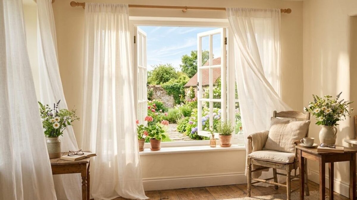 Sunlit room with open window and garden view, cremation services in Mesa, AZ